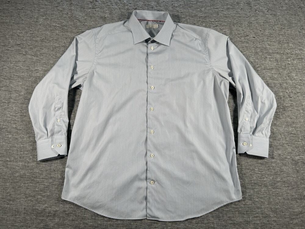 Eton Contemporary Fit Dress Shirt Mens 46 18 XXL Stripe Cotton Long Sleeve